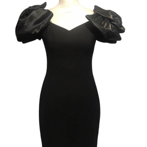 A.J Bari Vintage 80s Puff Sleeve Little Black Cocktail Dress Extremely RARE - Picture 3 of 4